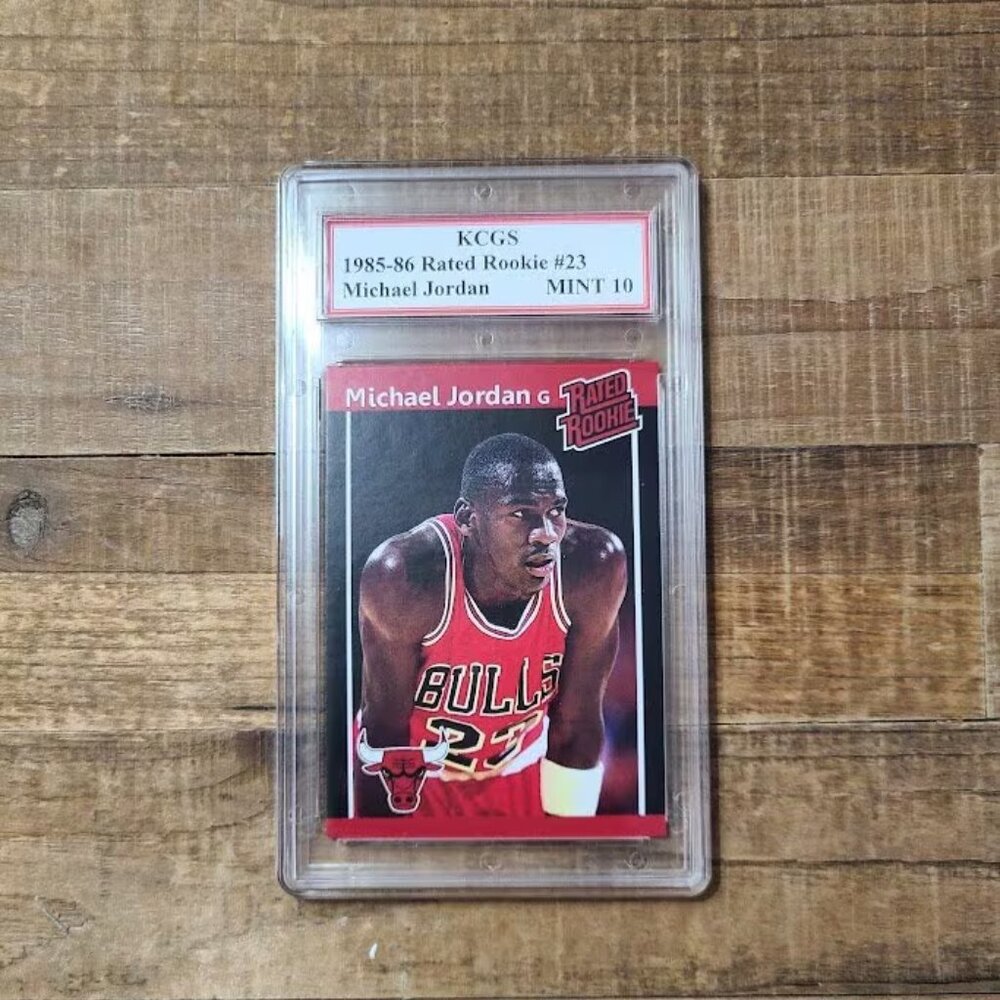 1985 - 86 Michael Jordan rookie card rated rookie custom card hand encased